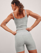 gray waist length tank top